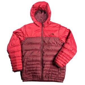 The North Face Boys Large Reversible 550 Goose Down Jacket Red Burgundy NF0A2SWN